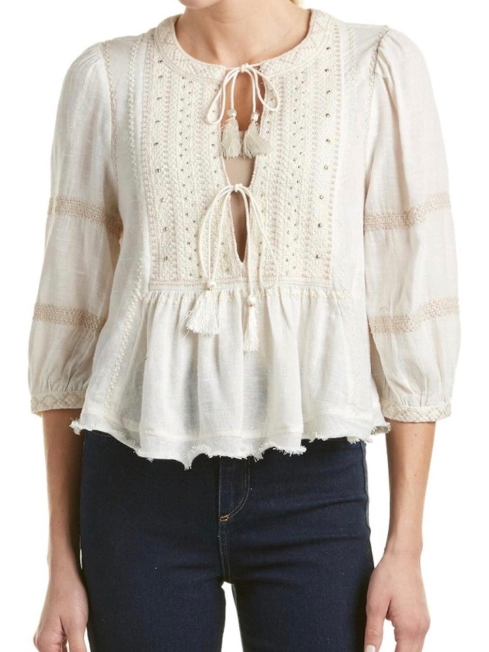 Free People Women's The Wild Life Embroidered Blouse.